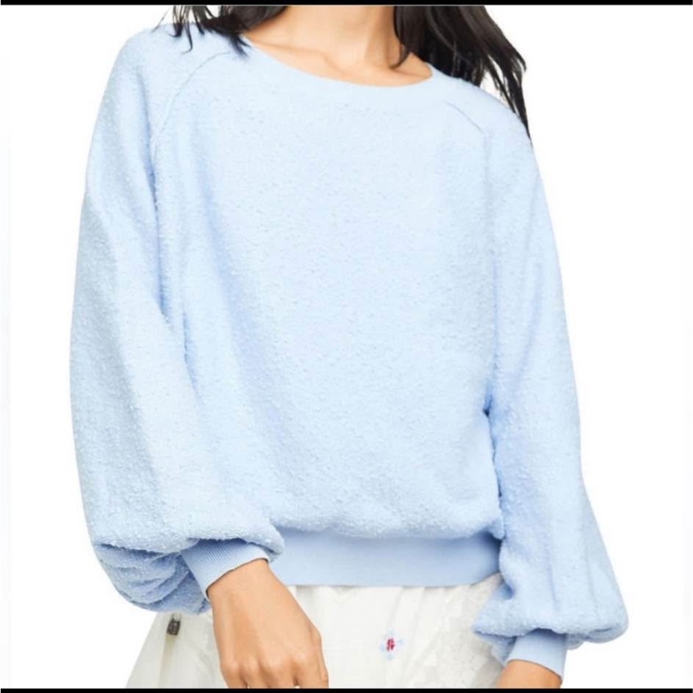 Free People -Found My Friend Pullover -crewneck sweatshirt  size M -Crystal Sky